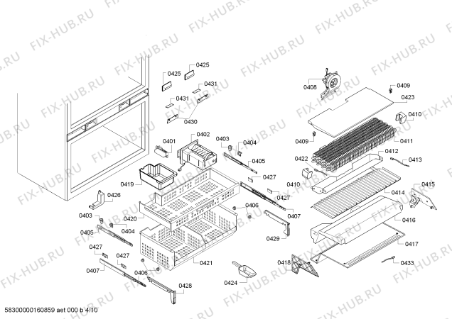 Схема №4 T36BB820SS Thermador с изображением Поднос для холодильной камеры Bosch 00687208