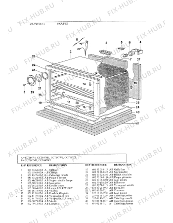 Взрыв-схема плиты (духовки) Faure CCT617-1 - Схема узла Oven body
