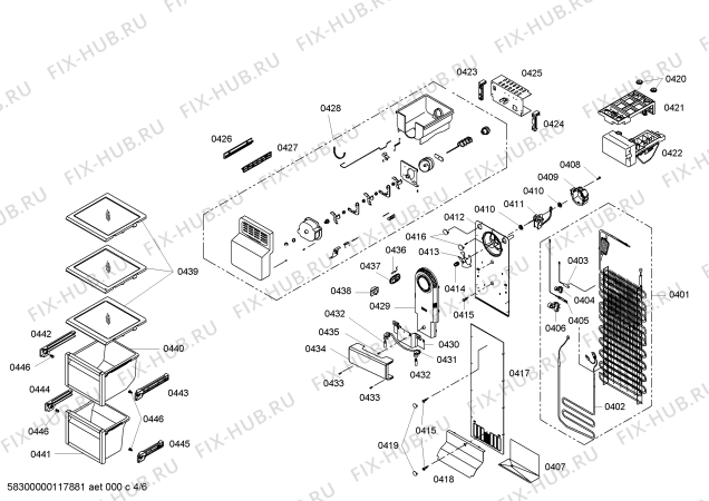 Взрыв-схема холодильника Bosch B20CS51SNS - Схема узла 04