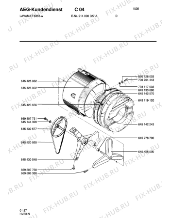 Взрыв-схема стиральной машины Aeg LAV6365 - Схема узла Tub and drum