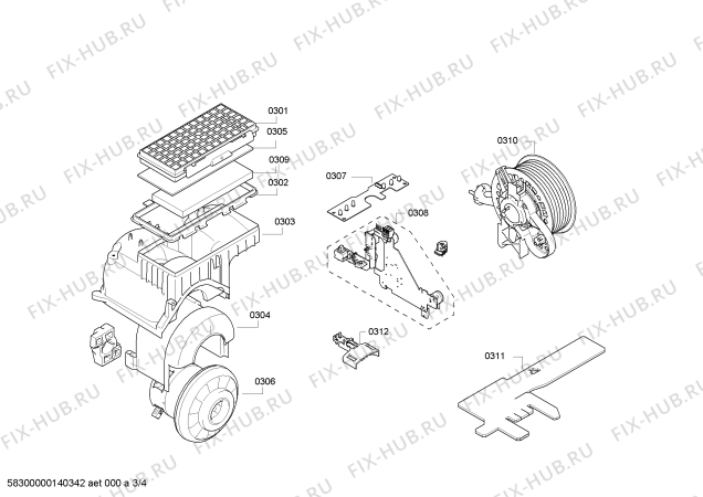 Взрыв-схема пылесоса Siemens VSZ62540 Siemens Z6.0 automatic - Схема узла 03