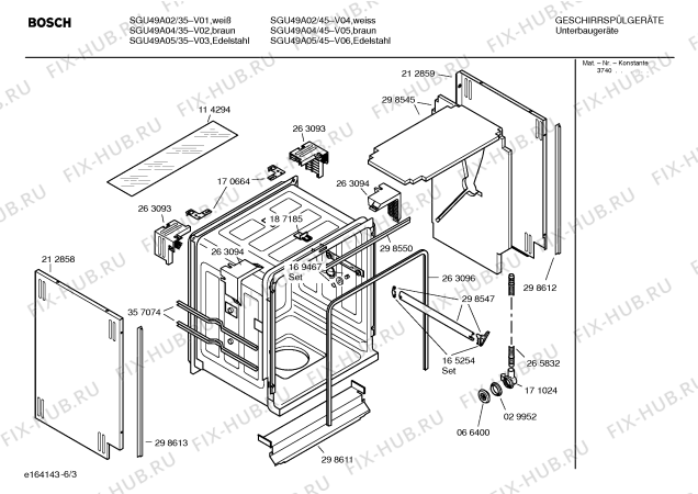 Взрыв-схема посудомоечной машины Bosch SGU49A04 Silence comfort - Схема узла 03