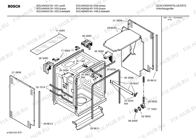 Взрыв-схема посудомоечной машины Bosch SGU49A05 Silence comfort - Схема узла 03