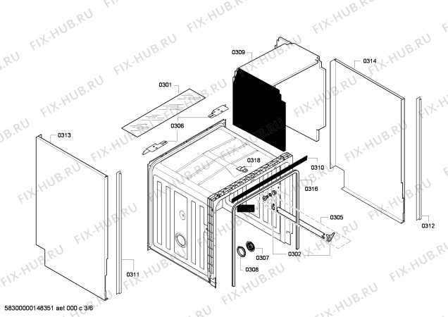 Схема №2 SGU87M05EU с изображением Передняя панель для посудомоечной машины Bosch 00700830