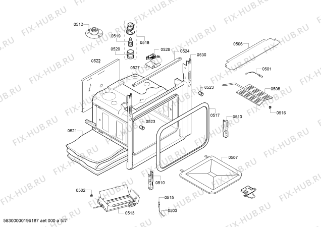 Взрыв-схема плиты (духовки) Bosch HGA233151R - Схема узла 05