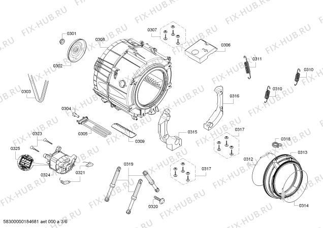 Схема №1 1KWF81425C KWF81425 с изображением Наклейка для стиральной машины Bosch 18010218