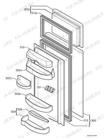 Взрыв-схема холодильника Tricity Bendix FD845S - Схема узла Door 003