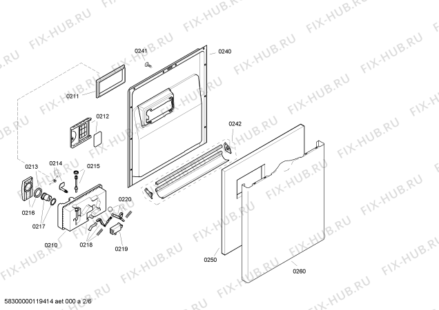 Взрыв-схема посудомоечной машины Bosch SGS57E32GB - Схема узла 02