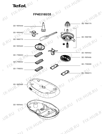 Взрыв-схема кухонного комбайна Tefal FP403160/35 - Схема узла 5P002732.9P2
