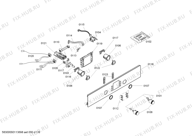 Схема №1 HBN620561F с изображением Панель управления для плиты (духовки) Bosch 00660609