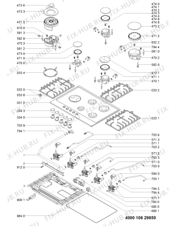 Схема №1 302.780.77 HBT L40 G HOB IK с изображением Пламярассекатель для плиты (духовки) Whirlpool 481010611944