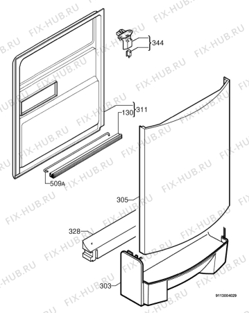 Взрыв-схема посудомоечной машины Arthurmartinelux ASF2643 - Схема узла Door 003