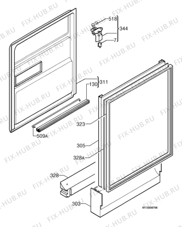 Взрыв-схема посудомоечной машины Electrolux ESF6100X - Схема узла Door 003