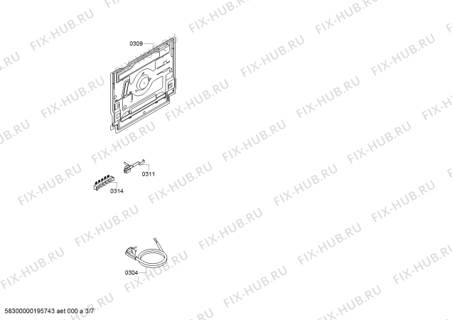 Схема №3 HP243521M с изображением Столешница для духового шкафа Bosch 00712164
