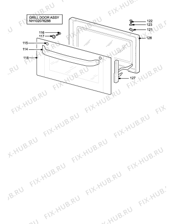 Взрыв-схема плиты (духовки) Electrolux EKG5046KN - Схема узла H10 Grill door assy