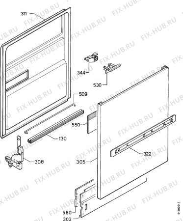 Взрыв-схема посудомоечной машины Rex IT1062WRD - Схема узла Door 003
