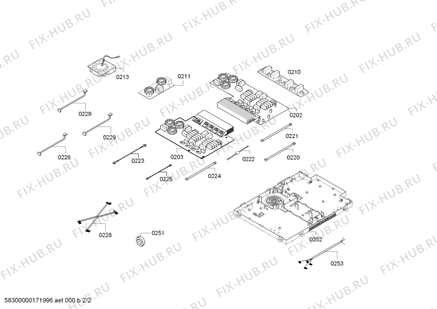 Взрыв-схема плиты (духовки) Siemens EH801SP17E IH6.1 - Flex - Схема узла 02