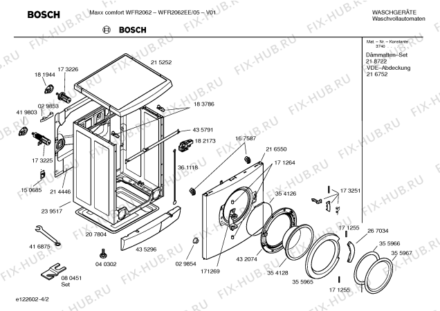 Схема №1 WFR2062EE Maxx Comfort WFR 2062 с изображением Инструкция по установке и эксплуатации для стиральной машины Bosch 00585707