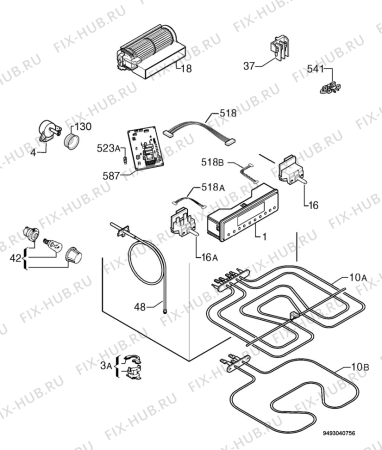 Взрыв-схема плиты (духовки) Faure FOB571N - Схема узла Electrical equipment 268