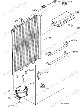 Взрыв-схема холодильника Zanker 571/075 - Схема узла Cooling system 017