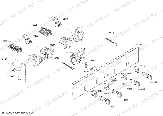 Схема №4 U17M72S0GB с изображением Панель управления для плиты (духовки) Bosch 00675552
