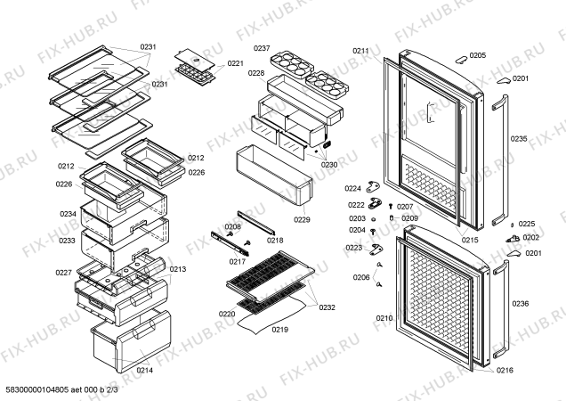 Схема №1 KG25F230 с изображением Дверь для холодильника Siemens 00242351