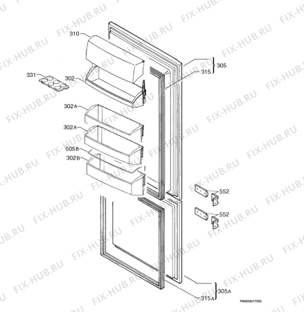 Взрыв-схема холодильника Aeg Electrolux SC71841-4I - Схема узла Door 003