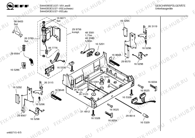 Взрыв-схема посудомоечной машины Neff S4443A3EU - Схема узла 05