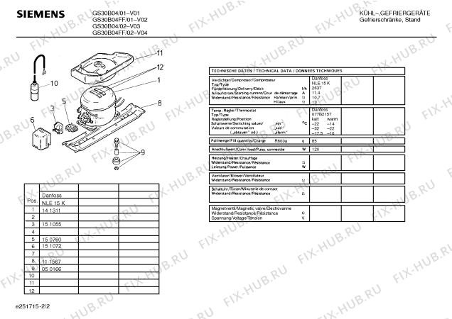 Взрыв-схема холодильника Siemens GS30B04 - Схема узла 02