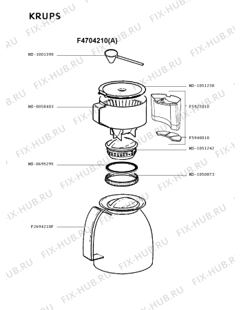 Взрыв-схема кофеварки (кофемашины) Krups F4704210(A) - Схема узла Q0000132.3Q2