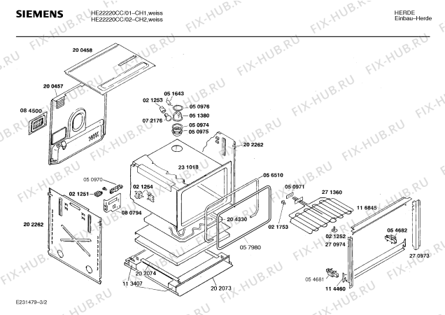 Взрыв-схема плиты (духовки) Siemens HE22220CC - Схема узла 02