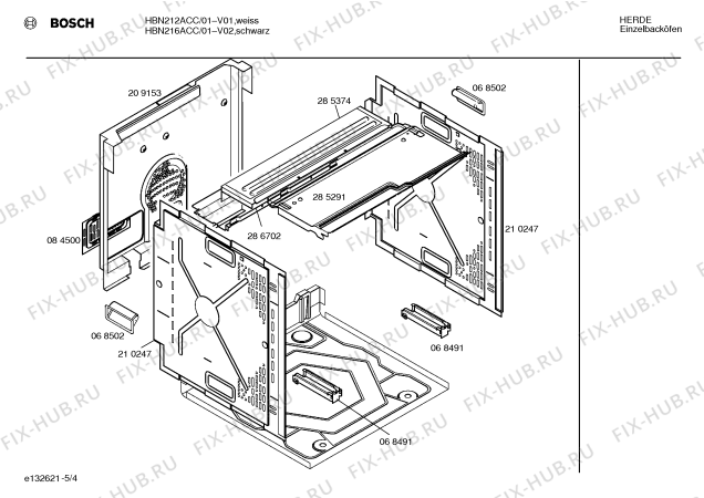 Взрыв-схема плиты (духовки) Bosch HBN216ACC - Схема узла 04