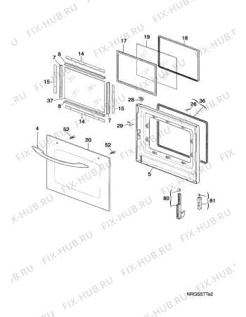 Взрыв-схема плиты (духовки) Faure CFM744N1   FAE M.P.F - Схема узла Door 003