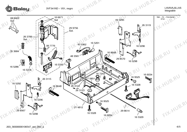Взрыв-схема посудомоечной машины Balay 3VF341ND VF341N - Схема узла 05