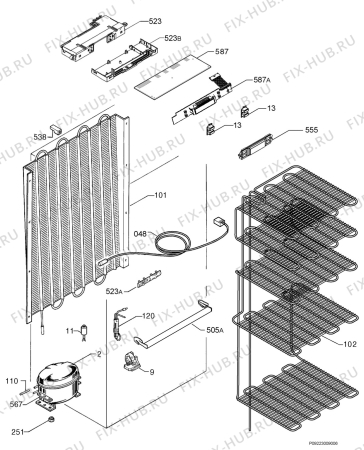 Взрыв-схема холодильника Arthurmartinelux AUC23391W - Схема узла Cooling system 017