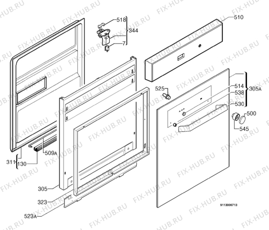 Взрыв-схема посудомоечной машины Electrolux ESI6110U - Схема узла Door 003