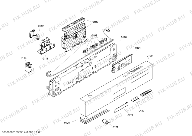 Схема №1 S44T57W0EU с изображением Передняя панель для посудомоечной машины Bosch 00440394