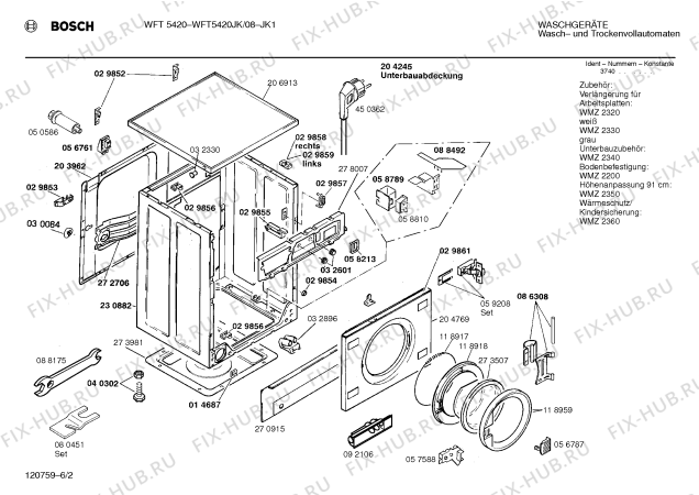 Взрыв-схема стиральной машины Bosch WFT5420JK WFT5420 - Схема узла 02