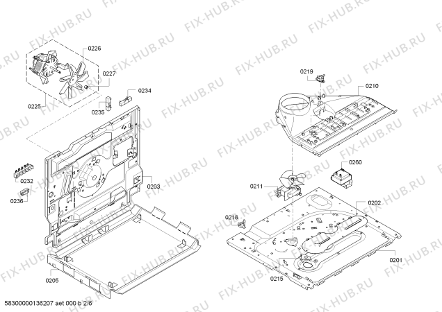 Взрыв-схема плиты (духовки) Bosch HBR33B550C - Схема узла 02