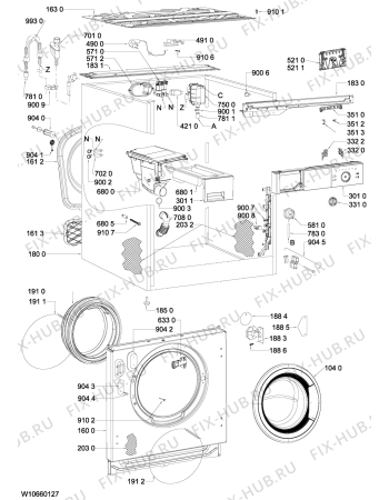 Схема №1 AWOD 052/1 с изображением Обшивка для стиральной машины Whirlpool 481010618365