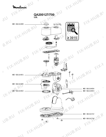 Взрыв-схема кухонного комбайна Moulinex QA200127/700 - Схема узла TP004492.1P3