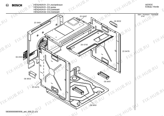 Взрыв-схема плиты (духовки) Bosch HEN240A - Схема узла 04
