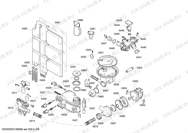 Взрыв-схема посудомоечной машины Bosch SGU09T15SK - Схема узла 04