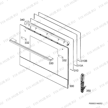 Взрыв-схема плиты (духовки) Aeg BSK577321M - Схема узла Door