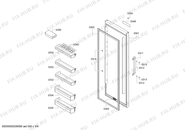 Взрыв-схема холодильника Bosch KSV36VW30N, BOSCH - Схема узла 03