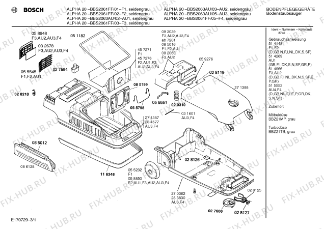 Схема №1 BBS2205AU ALPHA 220 с изображением Кабельная катушка для мини-пылесоса Bosch 00087144