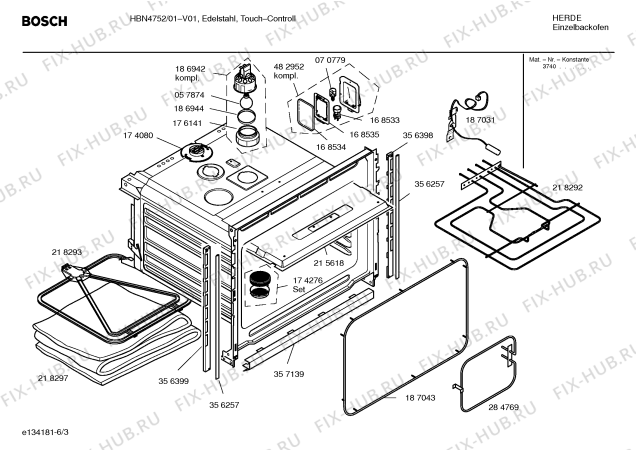 Схема №1 HBN4752 с изображением Инструкция по эксплуатации для духового шкафа Bosch 00500263