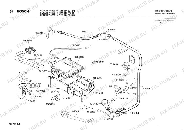 Взрыв-схема стиральной машины Bosch 0722044599 V6230 - Схема узла 04