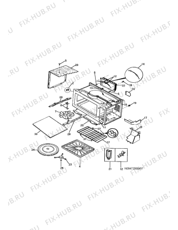 Взрыв-схема микроволновой печи Electrolux NF4089 - Схема узла H40 Housing, glass tray  C