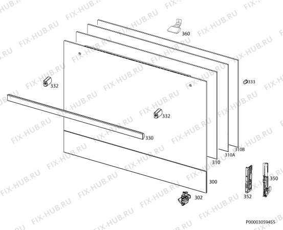 Взрыв-схема плиты (духовки) Ikea KULINARISK 80245211 - Схема узла Door